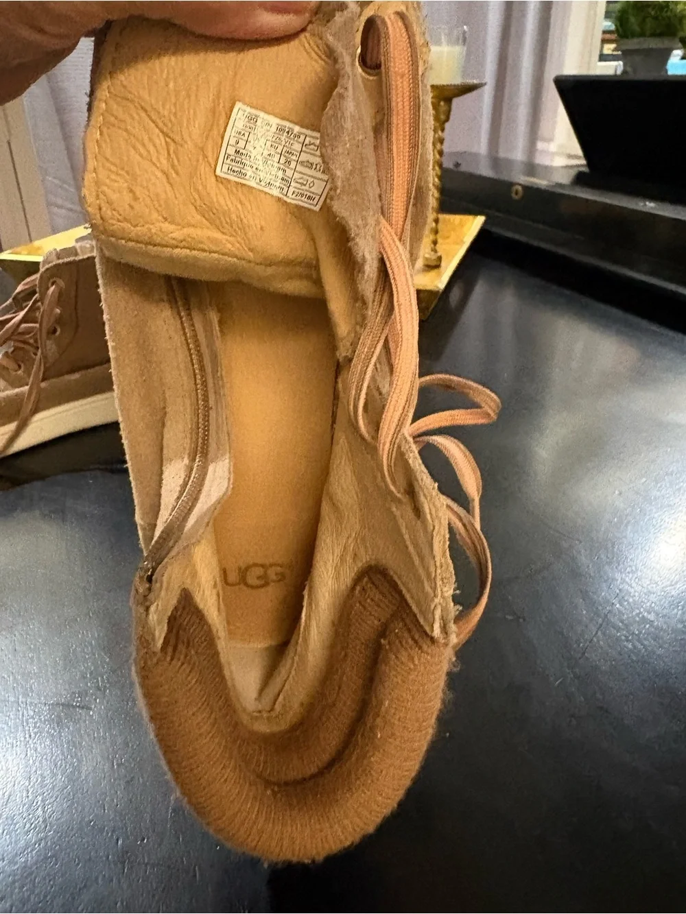 UGG Ladies Taupe Suede Mid-Top Sneakers